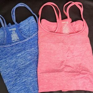 Danskin Lot of 2 Loose Fit Racer Back Active Tank‎ Top Size L (12/14) Pink Blue